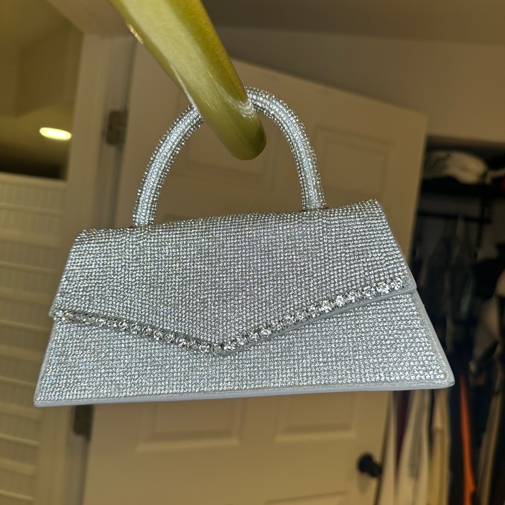 Fashion Nova Silver rhinestone clutch bag